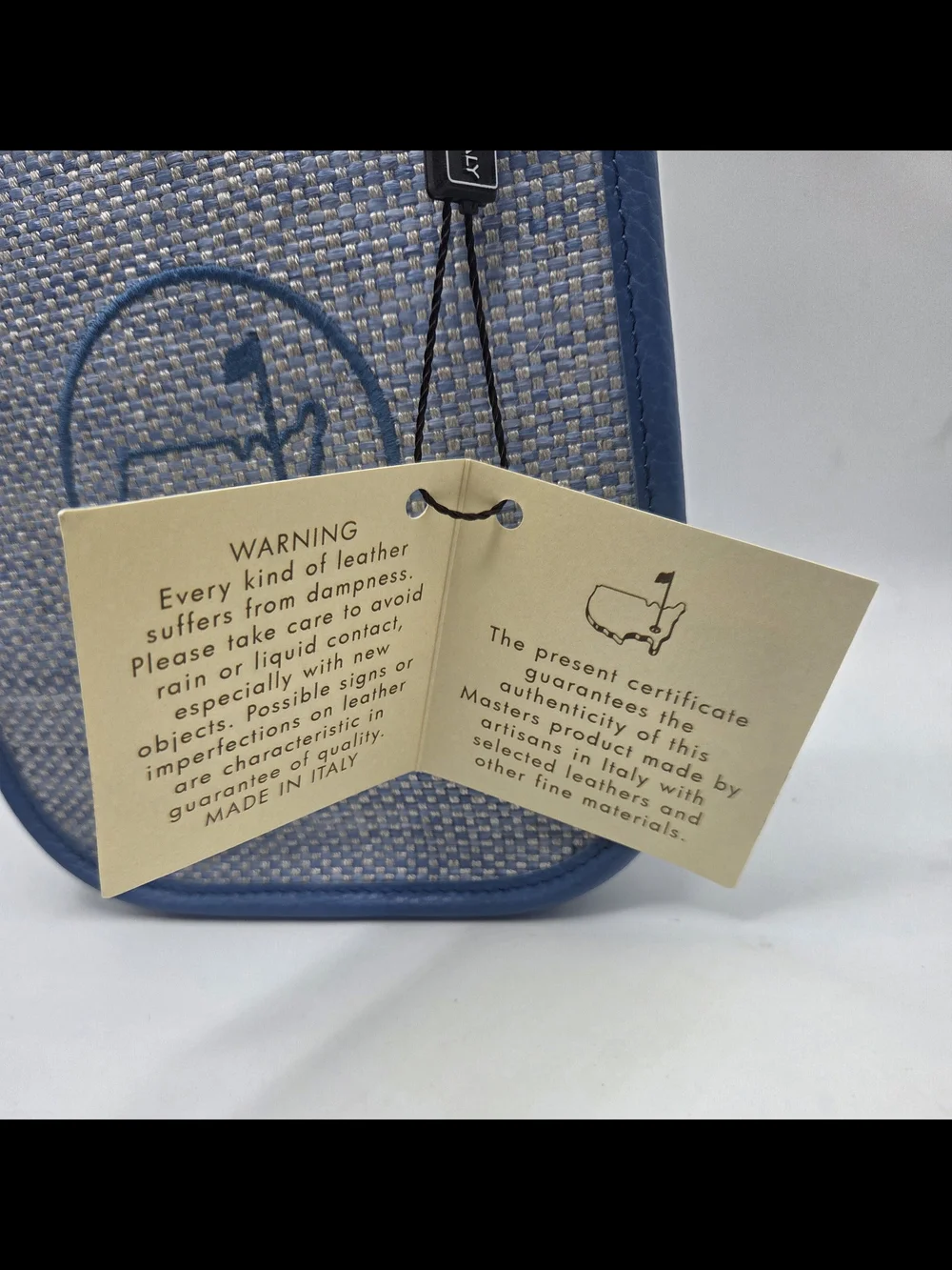 Masters 2026 Handmade Blue Leather Woven Straw Crossbody Purse Bag - Picture 4 of 6